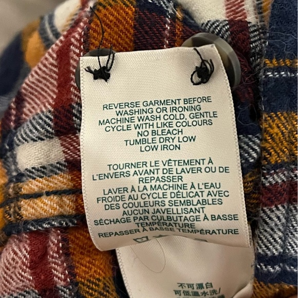 Roots button down flannel 100% cotton men’s medium orange/blue/white - Picture 5 of 5